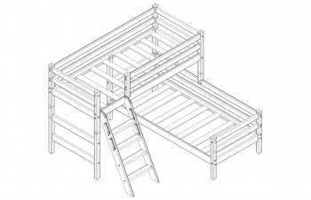 Кровать Соня вариант 8 угловая с наклонной лестницей Лаванда в Енисейске - enisejsk.mebel54.com | фото