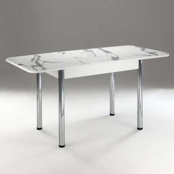 Кухонный стол 1100*700/400 ф 2 Пластик, мрамор белый в Енисейске - enisejsk.mebel54.com | фото