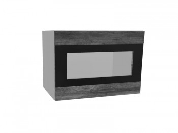 Лофт ПГСФ 500 шкаф верхний горизонтальный со стеклом и фотопечатью (Дуб бурый/корпус Серый) в Енисейске - enisejsk.mebel54.com | фото