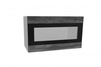 Лофт ПГСФ 600 шкаф верхний горизонтальный со стеклом и фотопечатью (Дуб бурый/корпус Серый) в Енисейске - enisejsk.mebel54.com | фото