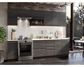 Модульная кухня Бруклин 2,8 м (Бетон черный/Венге) в Енисейске - enisejsk.mebel54.com | фото