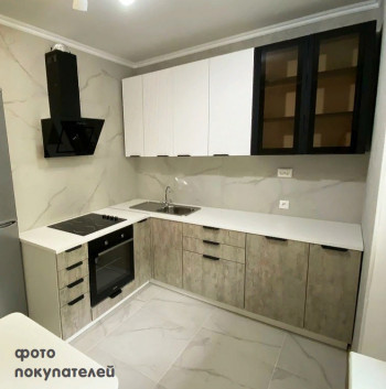 Модульная кухня Норд 1,6 м (Софт даймонд/Камень беж/Белый) в Енисейске - enisejsk.mebel54.com | фото