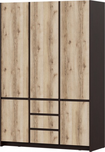 Модульная система "Прага" Шкаф для одежды трехстворчатый Дуб Венге/Дуб Делано в Енисейске - enisejsk.mebel54.com | фото