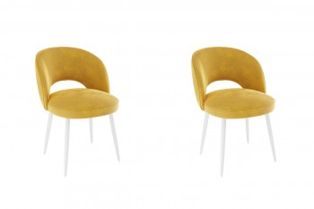 Набор стульев Моли 2 шт (жёлтый велюр/белый) в Енисейске - enisejsk.mebel54.com | фото