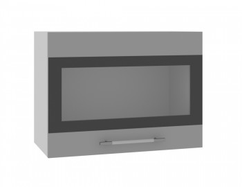 Норд ШВГС 600 Шкаф верхний горизонтальный со стеклом (Софт черный/корпус Белый) в Енисейске - enisejsk.mebel54.com | фото