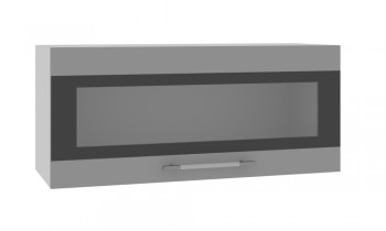 Норд ШВГС 800 Шкаф верхний горизонтальный со стеклом (Софт черный/корпус Белый) в Енисейске - enisejsk.mebel54.com | фото