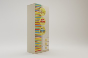 Шкаф 2-х створчатый с ящиками Клаксон (Бежевый/корпус Клен) в Енисейске - enisejsk.mebel54.com | фото