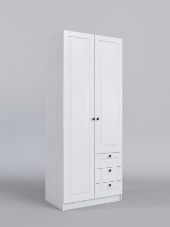 Шкаф 2-х створчатый с ящиками Классика (Белый/корпус Выбеленное дерево) в Енисейске - enisejsk.mebel54.com | фото