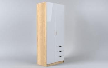 Шкаф 2-х створчатый с ящиками Лофт (Белый/корпус Дуб Сонома) в Енисейске - enisejsk.mebel54.com | фото