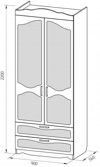 Шкаф 2-х створчатый с ящиками серии Иллюзия 02 Бежевый в Енисейске - enisejsk.mebel54.com | фото