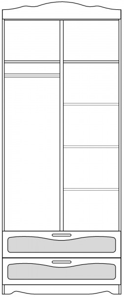 Шкаф 2-х створчатый с ящиками серии Иллюзия 99 Серый в Енисейске - enisejsk.mebel54.com | фото
