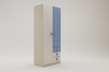 Шкаф 2-х створчатый с ящиками Скай (Синий/Белый/корпус Клен) в Енисейске - enisejsk.mebel54.com | фото