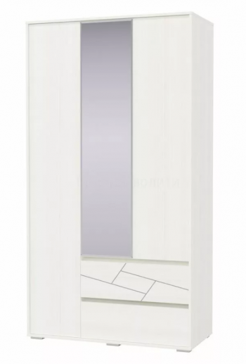 Шкаф 3-х дверный с ящиками Аделина 1200 Рамух белый в Енисейске - enisejsk.mebel54.com | фото
