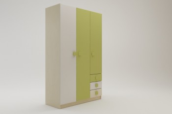 Шкаф 3-х створчатый с ящиками Эппл (Зеленый/Белый/корпус Клен) в Енисейске - enisejsk.mebel54.com | фото