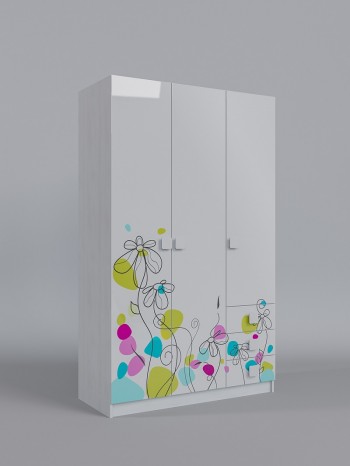 Шкаф 3-х створчатый с ящиками Флёр (Белый/корпус Выбеленное дерево) в Енисейске - enisejsk.mebel54.com | фото