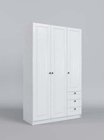 Шкаф 3-х створчатый с ящиками Классика (Белый/корпус Выбеленное дерево) в Енисейске - enisejsk.mebel54.com | фото