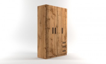 Шкаф 3-х створчатый с ящиками Шервуд (Дуб Вотан) в Енисейске - enisejsk.mebel54.com | фото