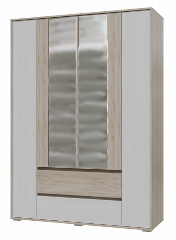 Шкаф 4-х дверный с ящиками Мальта 1600 Дуб сонома/Рамух белый в Енисейске - enisejsk.mebel54.com | фото