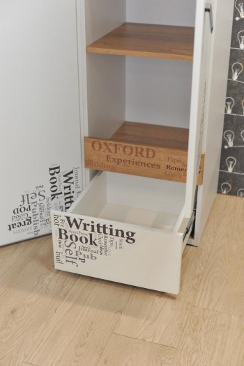 Шкаф для белья «Оксфорд» (Ривьера/Белый с рисунком) в Енисейске - enisejsk.mebel54.com | фото