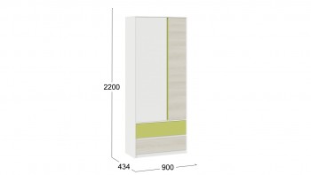 Шкаф для одежды комбинированный «Сканди» Дуб Гарден/Белый/Зеленый в Енисейске - enisejsk.mebel54.com | фото