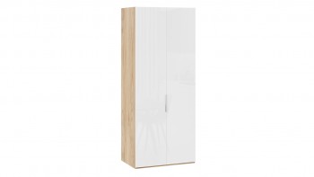 Шкаф для одежды с 2 глухими дверями «Эмбер» Яблоня Беллуно/Белый глянец в Енисейске - enisejsk.mebel54.com | фото