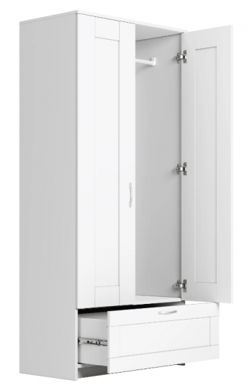 Шкаф двухдверный Сириус с 1 ящиком белый в Енисейске - enisejsk.mebel54.com | фото