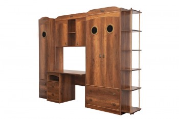 Шкаф комбинированный для белья с иллюминатором «Навигатор» (Дуб Каньон) в Енисейске - enisejsk.mebel54.com | фото