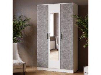 Шкаф комбинированный Ларс (1,2) с зеркалом белый/ателье светлое в Енисейске - enisejsk.mebel54.com | фото