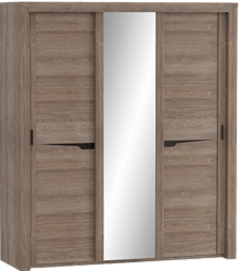 Шкаф трехдверный Соренто с раздвижными дверями Дуб стирлинг/Кофе структурный матовый в Енисейске - enisejsk.mebel54.com | фото