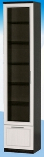 Шкаф высокий с ящиком и стеклодверью ДЛЯ ГОСТИНОЙ ШВЯС-450 Венге/Дуб выбеленный в Енисейске - enisejsk.mebel54.com | фото